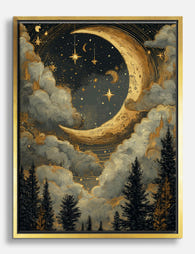 Celestial Nightscape by Morris Canvas Print Gold