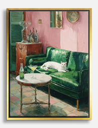 Chic Cat & Cocktail Lounge Canvas Print - Gold