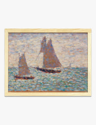 Seurat’s Tranquil Sailboats Art Print Oak