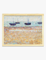 Four Boats at Grandcamp – Seurat Art Print Oak