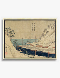 Hiroshige Seaside Village Canvas Print Oak