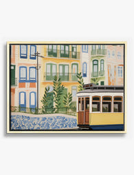 Lisbon Streetcar Charm Canvas Print Oak