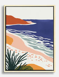 Italian Riviera Waves Canvas Print Oak