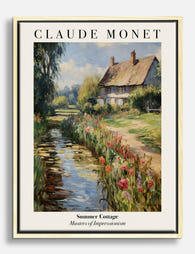 Monet Summer Cottage Serenity Canvas Print Oak