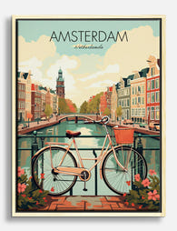 Amsterdam Canal Charm Canvas Print Oak