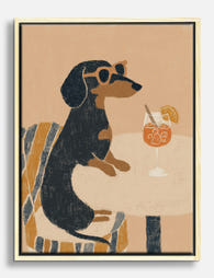 Cool Dachshund Happy Hour Canvas Print Oak