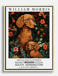 Morris Botanical Dachshunds Canvas Print Oak
