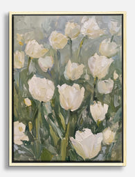 Soft White Tulips Canvas Print Oak