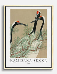 Kamisaka Sekka Cranes Canvas Print Oak