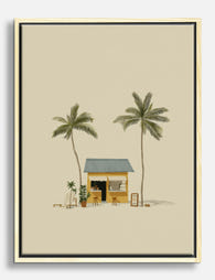 Palm Retreat Kiosk Canvas Print Oak