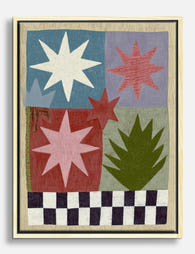 Modern Starburst Patchwork Canvas Print Oak