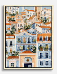 Lisbon Hillside Charm Canvas Print - Oak
