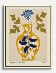 Golden Botanical Vase Canvas Print Oak