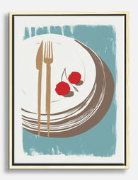 Modern Table Setting Canvas Print Oak