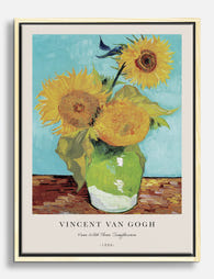 Van Gogh Sunflowers Vase Canvas Print - Oak
