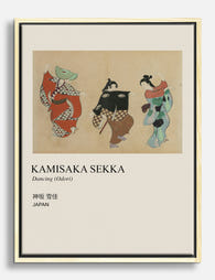 Kamisaka Sekka Dancing Trio Canvas Print Oak