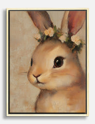 Floral Crown Bunny Canvas Print Oak