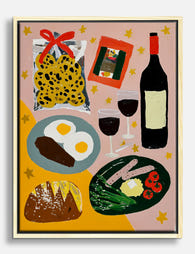 Festive Food Gathering Canvas Print Oak