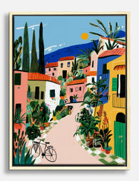 Sunlit Mediterranean Lane Canvas Print Oak