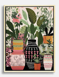Botanical Boho Vases Canvas Print Oak