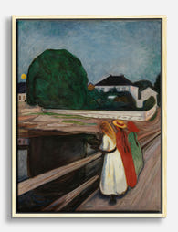 Edvard Munch, Girls on the Bridge Canvas Print - Oak