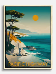 Pacific Highway Vintage Poster Canvas Print - Oak