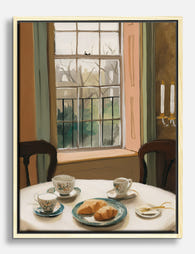 Cozy Morning Table Canvas Print Oak