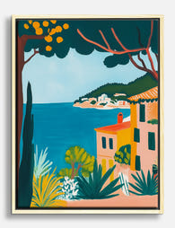 Italian Riviera View Canvas Print Oak