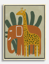 Playful Safari Friends Canvas Print Oak