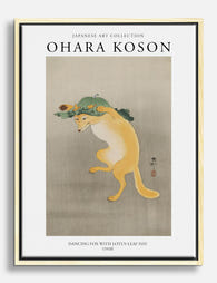 Ohara Koson Dancing Fox Canvas Print Oak