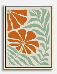 Terracotta Boho Florals Canvas Print - Oak
