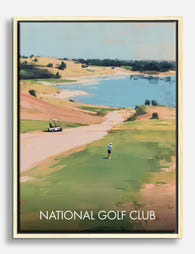 Sunlit Golf Course View Canvas Print - Oak