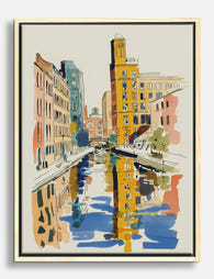 Manchester Canal Reflection Canvas Print - Oak