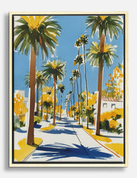 Palm Lined Avenue Canvas Print - Oak