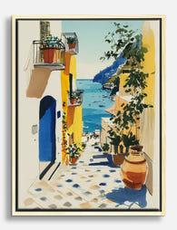 Sunlit Positano Stroll Canvas Print - Oak
