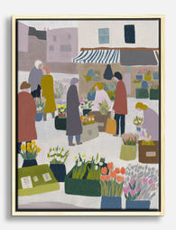 Flower Market Morning Canvas Print Oak