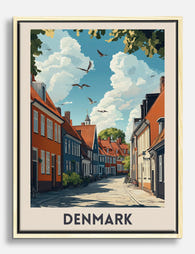 Charming Danish Street Scene Canvas Print Oak