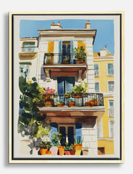 Parisian Balcony Charm Canvas Print - Oak