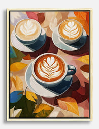 Autumn Latte Trio Canvas Print - Oak