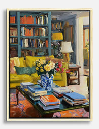 Cozy Book Nook Bouquet Canvas Print Oak