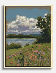 Riverbank Wildflower View Canvas Print - Oak
