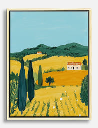 Sunlit Tuscan Fields Canvas Print Oak