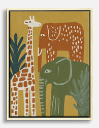Playful Safari Friends Canvas Print Oak
