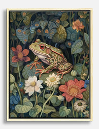Enchanted Garden Frog Canvas Print Oak