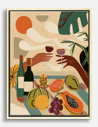 Tropical Brunch Cheers Canvas Print - Oak