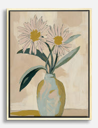 Soft Daisy Still Life Canvas Print - Oak