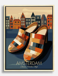 Amsterdam Patchwork Clogs Canvas Print Oak