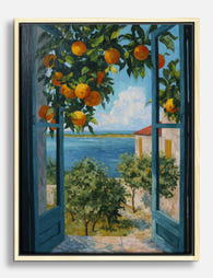 Mediterranean Citrus View Canvas Print Oak