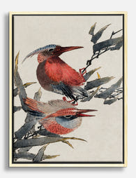 Red Birds by Hokusai Canvas Print Oak