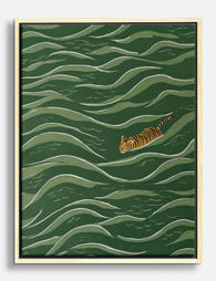 Serene Tiger Swim Canvas Print Oak